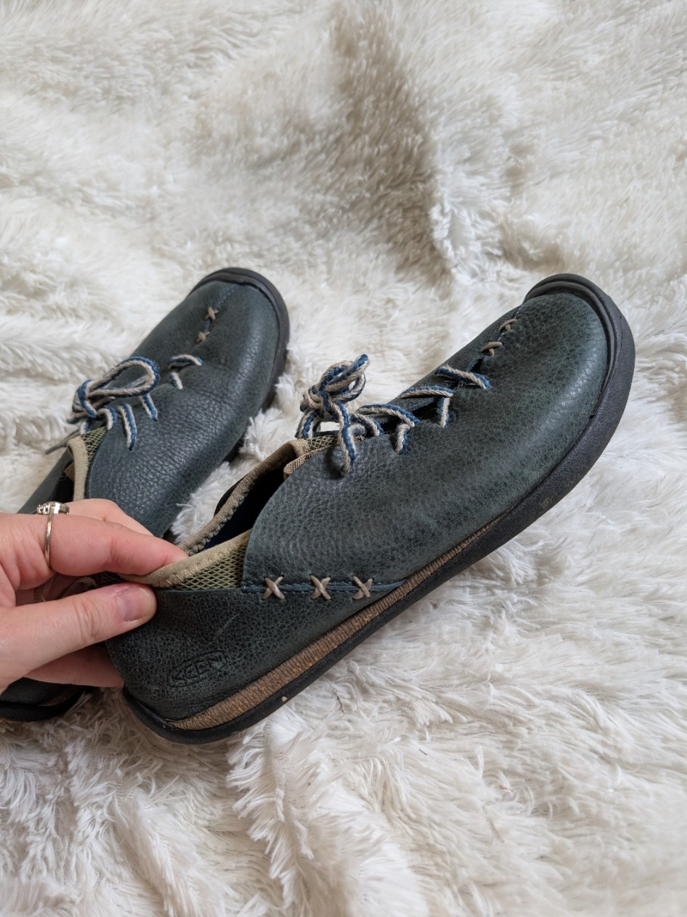 KEEN Teal Leather Outdoor Hiking Mesh Lined Lace Up Shoes Women's Size 10 - Picture 6 of 8